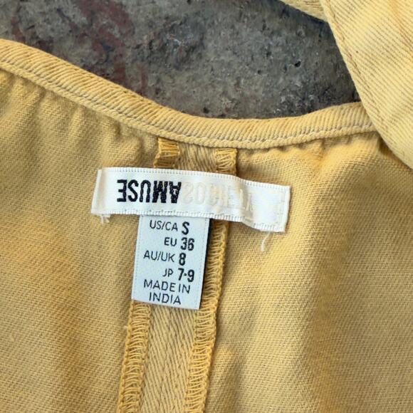 Amuse Society Betina Wide Leg Button Front Yellow Denim Jumpsuit Overalls Size S - Picture 5 of 8